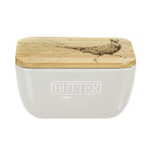 Load image into Gallery viewer, WHITE BUTTER DISH - PHEASANT

